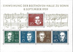 Németország bélyeg blokk Beethoven Bonn 1959 zene