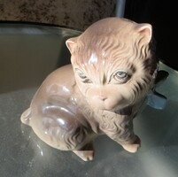 Régi ritka szovjet orosz mázas kerámia cica macska figura 16x14 cm gyűjtői darab