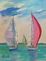 Balatoni vitorlások (23x30) (Kékszalag)
