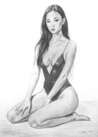 Angyalos László: Szép nők fekete fehérben -2. Ceruza rajz (50X70)
