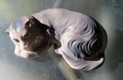 Régi ritka szovjet orosz mázas kerámia cica macska figura 19 cm gyűjtői darab