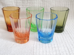 Art deco színes likőrös poharak, 5 db - 8 cm -