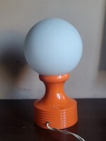 Retro Space Age narancssárga asztali lámpa – 1970-es évek (Opál üvegbúra)