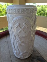 Zsolnay Bányász relikvia M.ércbánya V.Pécs 1987 Jó szerencsét váza