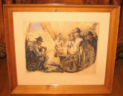 NAGYMÉRETŰ RÉVÉSZ IMRE  / 1859-1945 / SZÍNEZETT RÉZKARC