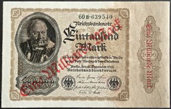 Németország 1000 márka 1922 B, UNC (2).Felülbélyegezve 1 milliárd márkára.