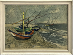 Vincent van Gogh (1853-1890) Fishing boats on the beach limitált litográfia