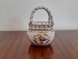 Herendi porcelán Viktória mintás fonott kosárka
