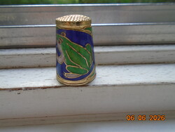 Cloisonné rekeszzománc zöld béka gyűszű