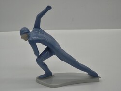 Extra ritka Német Art Deco nagyméretű korcsolyázó porcelán figura