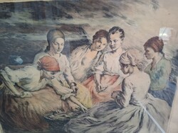Révész Imre szinezett rézkarc