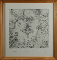 Újházi Péter - Törpék, Rézkarc, 24x24 cm, 1986 25/1