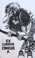 Gácsi Mihály kisgrafika: Ex libris Cinege A (aláírt rézkarc)