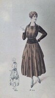 Divatkép  eredeti színezett litográfia 1900 as évek