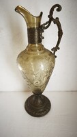 Patinated, Antique Bronze Fittings, Moulded Glass Decorative Jug / Vase – End of 19th century, Neo-Renaissance