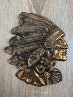 Öntött bronz indián fej falidísz