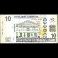 Suriname 10 Dollar 2019 P-163c UNC