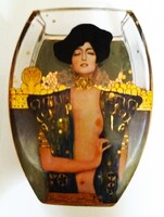 KÁPRÁZATOS GOEBEL Artis Orbis ART DECO üvegváza GUSTAV KLIMT:JUDIT ésHolofernész 1901 HIBÁTLAN DARAB