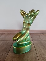 Régi Zsolnay eozin mázas akt figura