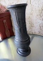Ritka nehéz antik grafit váza  30 cm 2,2 kg kézzel faragott iparművészeti ritkaság
