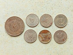 Ciprus 7 db Különböző Érme 1 10 Cent 1983-2004