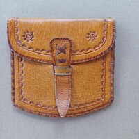 Bőr gyermekpénztárca, jelzett!- kézműves retro- vintage