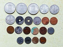 Magyarország 21 db Különböző Érme 1 2 10 20 Fillér 1 2 Pengő 1927-1944