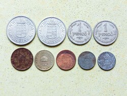 Magyarország 9 db Különböző Érme 2 10 20 Fillér 1 2 Pengő 1915-1944