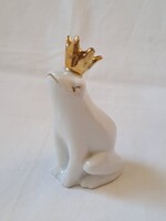 Ritka festésű Zsolnay békakirály porcelán figura