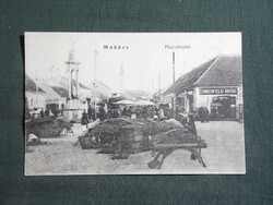 Képeslap,Mohács,Piac részlet,Ehrenfeld A.,Angyal G. üzlet bolt,gyógyszertár,Zsuzsits A. kiadás,1920-