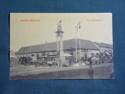 Képeslap,Mohács,Szentháromság tér,piac,vásártér részlet,Ehrenfeld antal áruház,üzlet,kiadás,1910-