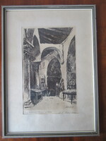 Edvi Illés Aladár: Múzeum Zarában (Zadar), rézkarc