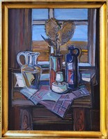 Baticz Levente (1941- ) Csendélet c. Képcsarnokos olajfestménye EREDETI GARANCIÁVAL !