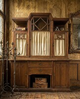 Geometric Art Nouveau or Early Art Deco Sideboard