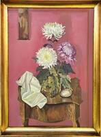 Záborszky Viola (1935 - 2008) Csendélet c. Képcsarnokos olajfestménye EREDETI GARANCIÁVAL !