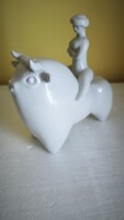 Retro mcm vintage Hollóházi Véres Miklós Európa elrablássa porcelán figura