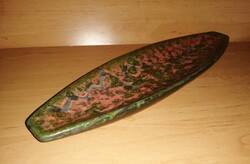 Bodrogkeresztúri mázas kerámia csónak alakú tál - 35 cm (46/d)
