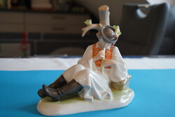 Zsolnay kézzel festett porcelán pásztor figura