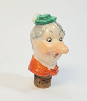 Vintage/Old Porcelain Bottle Stopper / Pourer - Humorous Drunken Male Head