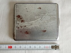 Fém cigarettatárca - gravír Balaton térképe - retro cigaretta tárca