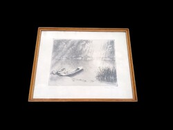 József Kórusz (1927 - 2010) - Lake Balaton - Copper Engraving