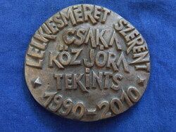 Első Magyar Látványtár 1990-2010 - robusztus jelzett, rézplakett 90 mm átmérőjű, 10 mm vastag