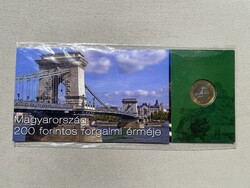 2009 200 Forint elsőnapi veret bliszter + 200 Forint UNC bankjegy, ALACSONY SORSZÁM: 00890