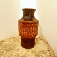 Kispesti Gránit jelzett mázas kerámia 55 cm-es padlóváza