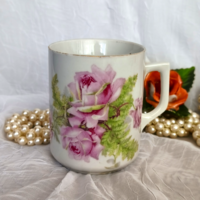 Retró Zsolnay rózsás, páfránymintás,  porcelán bögre  14.