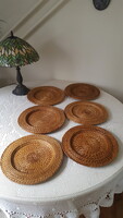 Fonott rattan tányértartó 6db.
