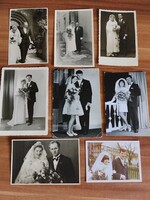 9 db esküvői fotó egyben, menyasszony vőlegény, közte 2 db régebbi dátumozva: 1937 és 1941