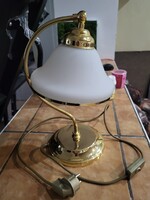 Vintage Hollywood Regency asztali lámpa -arany ,réz, váz , tejüveg búra