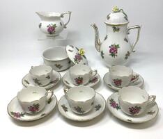Herendi gyönyörű Eton mintás 6 személyes porcelán kávés mokkás szett 9db-os  RZ