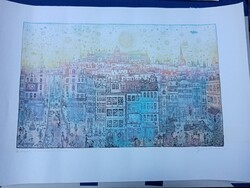 Gross Arnold színes faximile: Budapest, a kék álmok városa